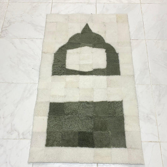 White and Green Sheepskin Prayer, Sheepskin Fur Prayer, Genuine Sheepskin,Prayer Rug Muslim Man, Islamic Muslim Gift, Muslim Wedding Gift