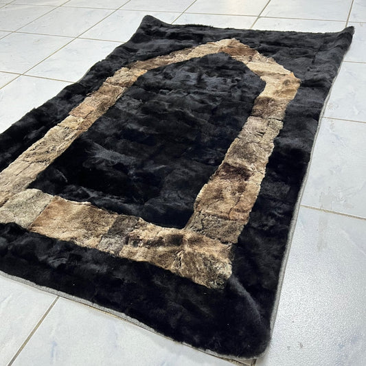 Handmade Sheepskin Prayer Rug - Sheepskin Fur Prayer Mat - Genuine Sheepskin Prayer - Leather Islamic Decor - Ramadan Gift - Gift for Muslim