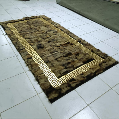 Natural Brown Sheepskin Rug, Brown-Gold Sheepskin Area Rug, Shaggy Area Rugs, Rugs For Living Room, Wool Area Rugs, Mother's Day Gift