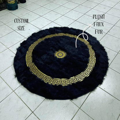 Dark Blue Sheepskin Rug, Dark Blue Round Sheepskin Rug, Rugs for Living Room, Wool Area Rugs, Patchwork Area Rugs, Fluffy Area Rugs