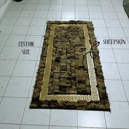 Natural Brown Sheepskin Rug, Brown-Gold Sheepskin Area Rug, Shaggy Area Rugs, Rugs For Living Room, Wool Area Rugs, Mother's Day Gift
