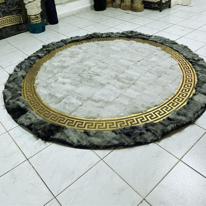 Quality Gray Sheepskin Rug, Gray Round Sheepskin Rug, Rugs for Living Room, Sheepskin Area Rugs, Patchwork Area Rugs, Fluffy Area Rugs
