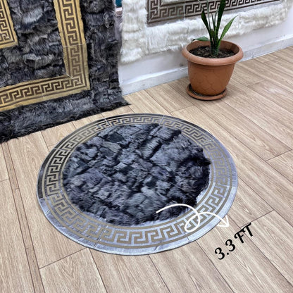 Luxury Gray Sheepskin Rug, Patchwork Sheepskin Rug, Sheepskin Round Rug, Natural Soft Rugs, Soft Fur Rugs For Living Room, Round Area Rug