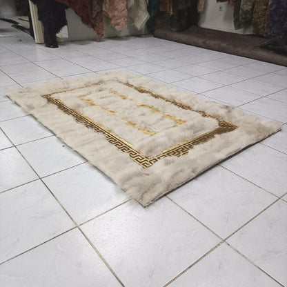 Natural Cream Sheepskin Rug - Cream and Gold Real Sheepskin Rug - Soft Area Rug - Decorative Leather Rug - Rustic Home Decor - New Home Gift