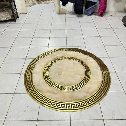 Luxury Cream Sheepskin Rug, Cream-Gold Sheepskin Round Rug, Wool Area Rugs, Rugs for Living Room, New Home Gift, Round Area Rugs