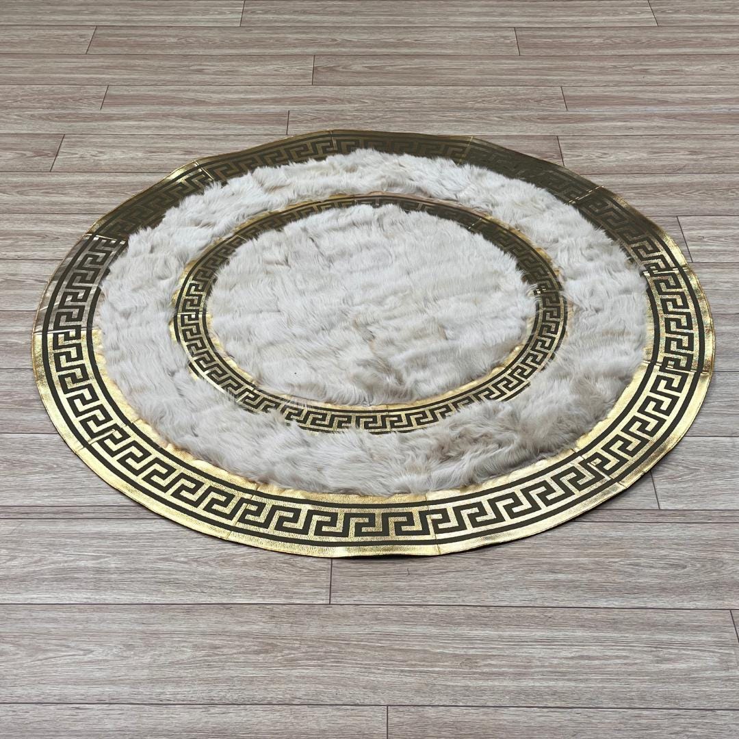 Luxury Beige Round Sheepskin Rug - BuzzLeatherCarpetLuxury Beige Round Sheepskin Rug