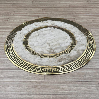 Luxury Beige Round Sheepskin Rug - BuzzLeatherCarpetLuxury Beige Round Sheepskin Rug
