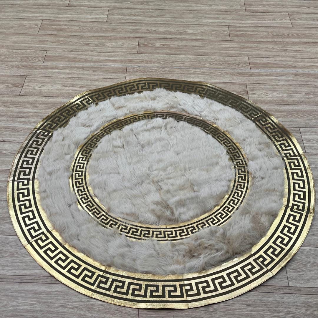 Luxury Beige Round Sheepskin Rug - BuzzLeatherCarpetLuxury Beige Round Sheepskin Rug