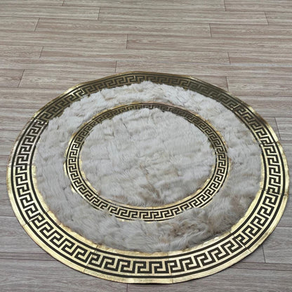 Luxury Beige Round Sheepskin Rug - BuzzLeatherCarpetLuxury Beige Round Sheepskin Rug