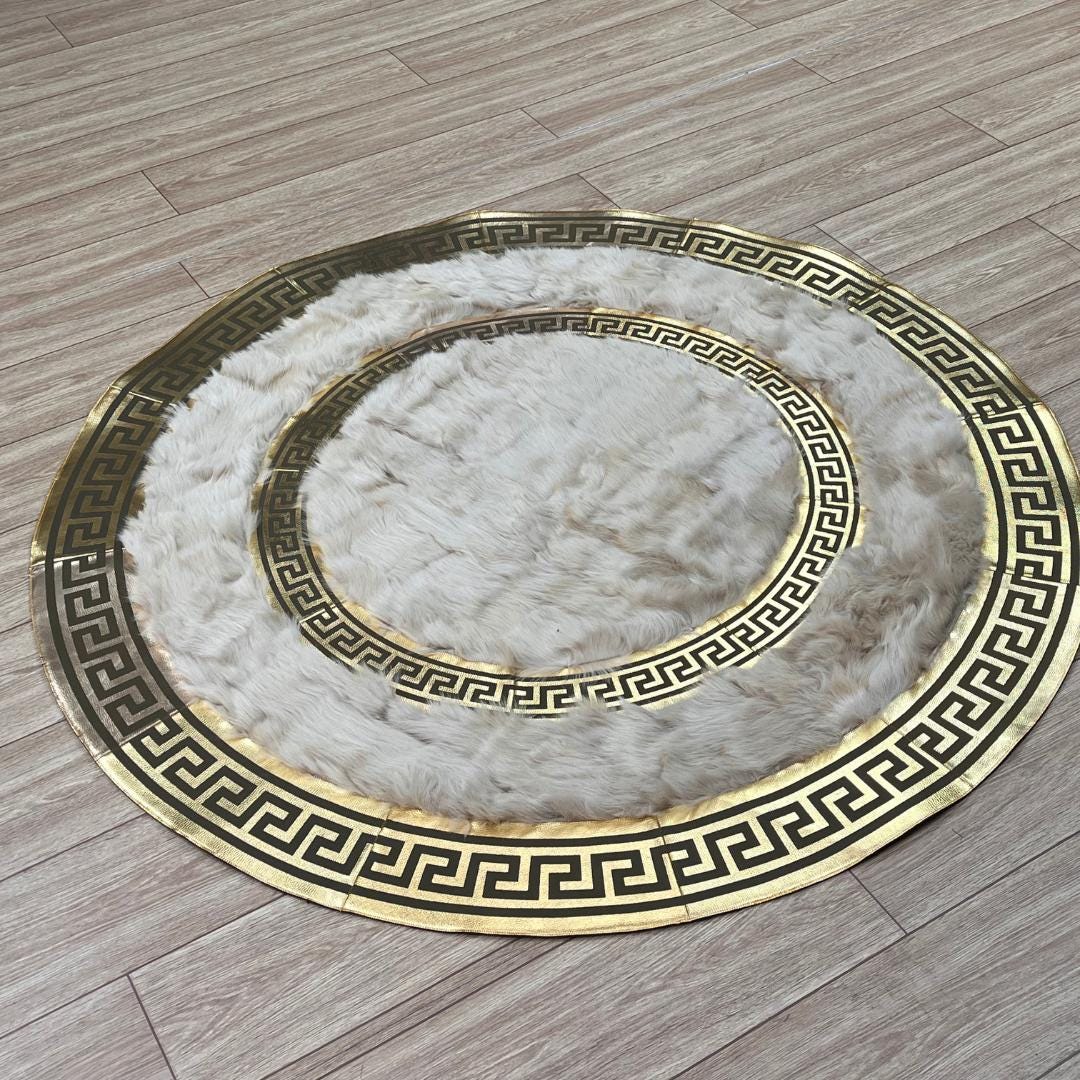 Luxury Beige Round Sheepskin Rug - BuzzLeatherCarpetLuxury Beige Round Sheepskin Rug