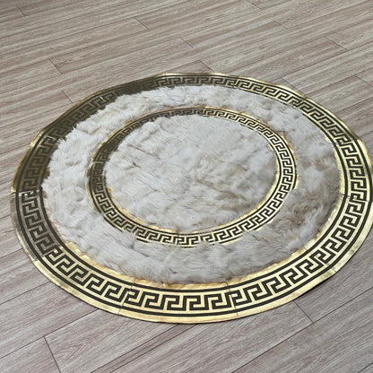 Luxury Beige Round Sheepskin Rug - BuzzLeatherCarpetLuxury Beige Round Sheepskin Rug
