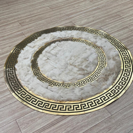Luxury Beige Round Sheepskin Rug - BuzzLeatherCarpetLuxury Beige Round Sheepskin Rug