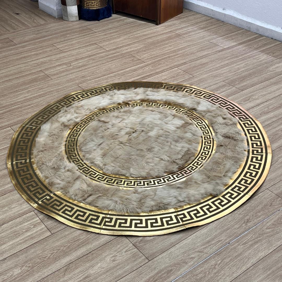 Luxury Beige Round Sheepskin Rug - BuzzLeatherCarpetLuxury Beige Round Sheepskin Rug