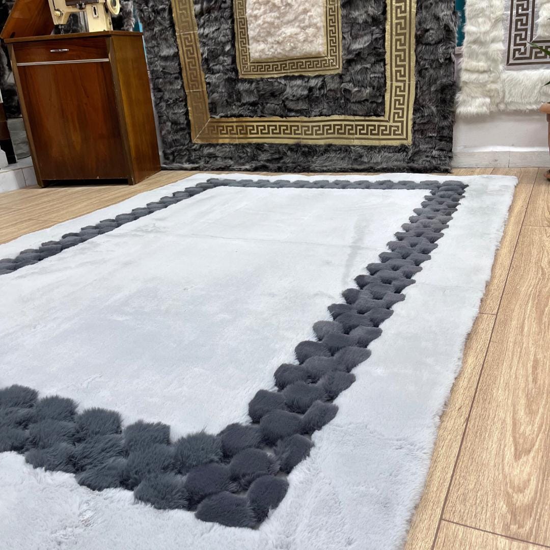 Luxury Gray Faux Fur Rug: Plush Shaggy Area Rug - BuzzLeatherCarpetLuxury Gray Faux Fur Rug: Plush Shaggy Area Rug