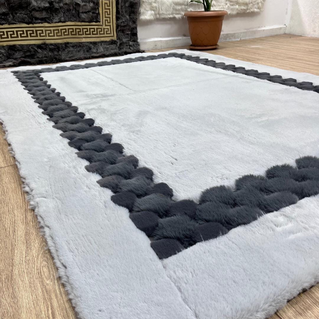 Luxury Gray Faux Fur Rug: Plush Shaggy Area Rug - BuzzLeatherCarpetLuxury Gray Faux Fur Rug: Plush Shaggy Area Rug