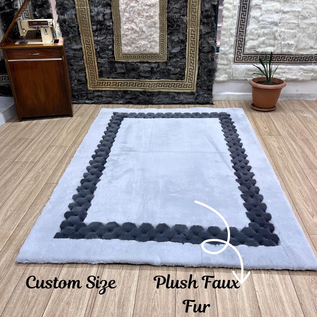 Luxury Gray Faux Fur Rug: Plush Shaggy Area Rug - BuzzLeatherCarpetLuxury Gray Faux Fur Rug: Plush Shaggy Area Rug