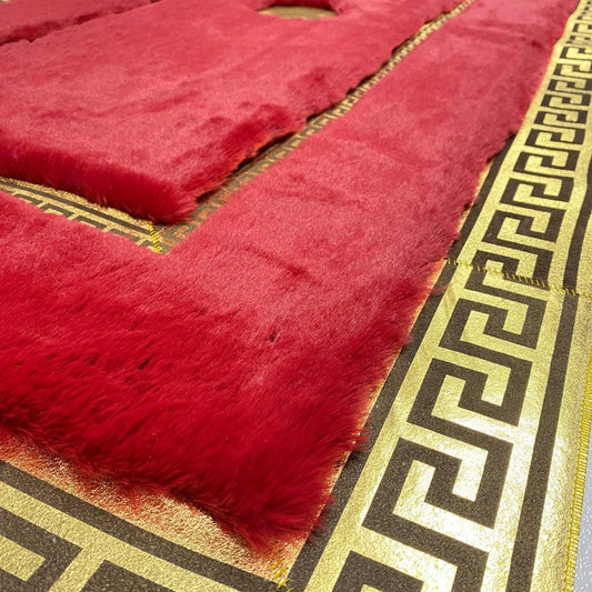 Luxury Red Faux Fur Rug: Plush Shaggy Carpet, Handmade Area Rug - BuzzLeatherCarpetLuxury Red Faux Fur Rug: Plush Shaggy Carpet, Handmade Area Rug