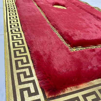 Luxury Red Faux Fur Rug: Plush Shaggy Carpet, Handmade Area Rug - BuzzLeatherCarpetLuxury Red Faux Fur Rug: Plush Shaggy Carpet, Handmade Area Rug