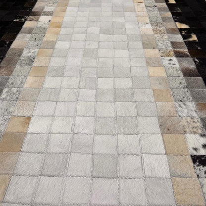 Natural Black & White Cowhide Patchwork Rug - BuzzLeatherCarpetNatural Black & White Cowhide Patchwork Rug