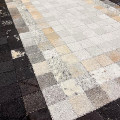 Natural Black & White Cowhide Patchwork Rug - BuzzLeatherCarpetNatural Black & White Cowhide Patchwork Rug