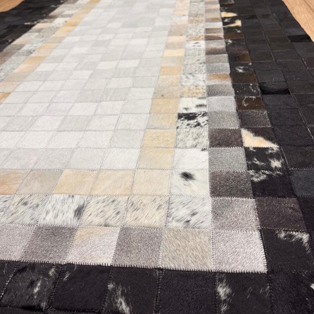 Natural Black & White Cowhide Patchwork Rug - BuzzLeatherCarpetNatural Black & White Cowhide Patchwork Rug