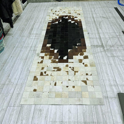 Natural White - Brown Cowhide Area Rug: Handmade Patchwork Rug - BuzzLeatherCarpetNatural White - Brown Cowhide Area Rug: Handmade Patchwork Rug