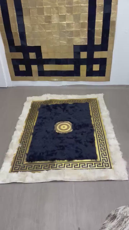 Handmade Beige-Gold Sheepskin Rug: Fluffy Area Rug