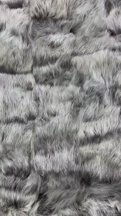 Handmade Gray Sheepskin Patchwork Rug: Fluffy Wool Area Rug
