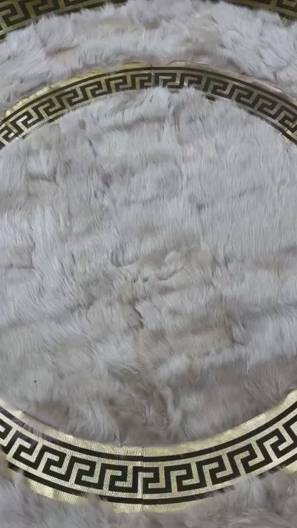 Luxury Beige Round Sheepskin Rug