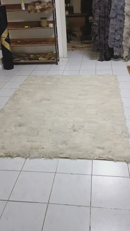 Handmade Beige Sheepskin Rug