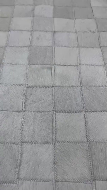 Natural Black & White Cowhide Patchwork Rug