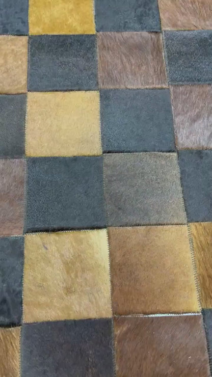 Handmade Tricolor Cowhide Rug: Patchwork Area Rug