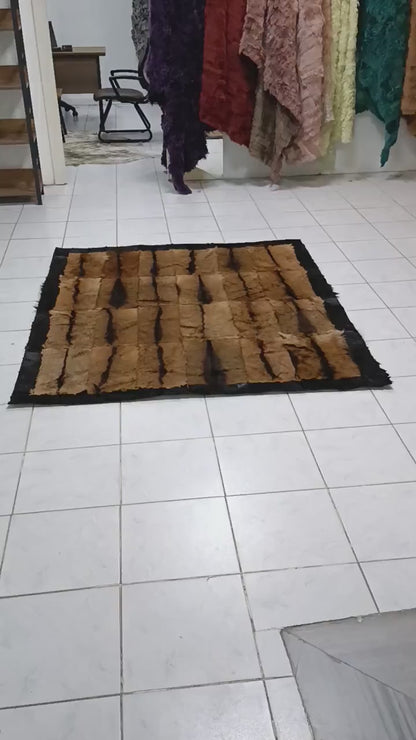 Handmade Patchwork Goatskin Rug: Genuine Fur Area Rug