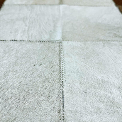 Tricolor Cowhide Patchwork Rug: Handmade Leather Area Rug - BuzzLeatherCarpetTricolor Cowhide Patchwork Rug: Handmade Leather Area Rug