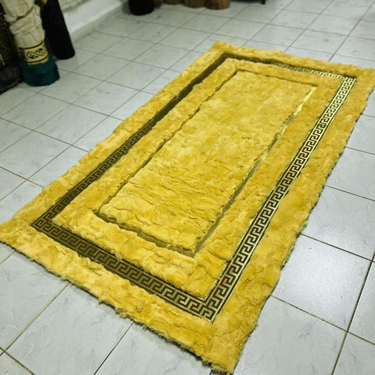 Yellow Rabbit Fur Rug: Shaggy Soft Area Carpet - BuzzLeatherCarpetYellow Rabbit Fur Rug: Shaggy Soft Area Carpet