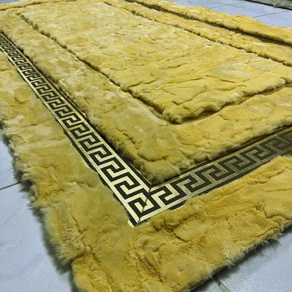 Yellow Rabbit Fur Rug: Shaggy Soft Area Carpet - BuzzLeatherCarpetYellow Rabbit Fur Rug: Shaggy Soft Area Carpet